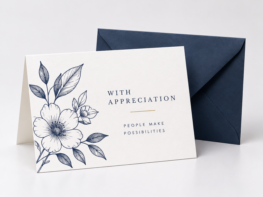 Personalized Folded Greeting Cards — Premium Foil & Variable Data Printing