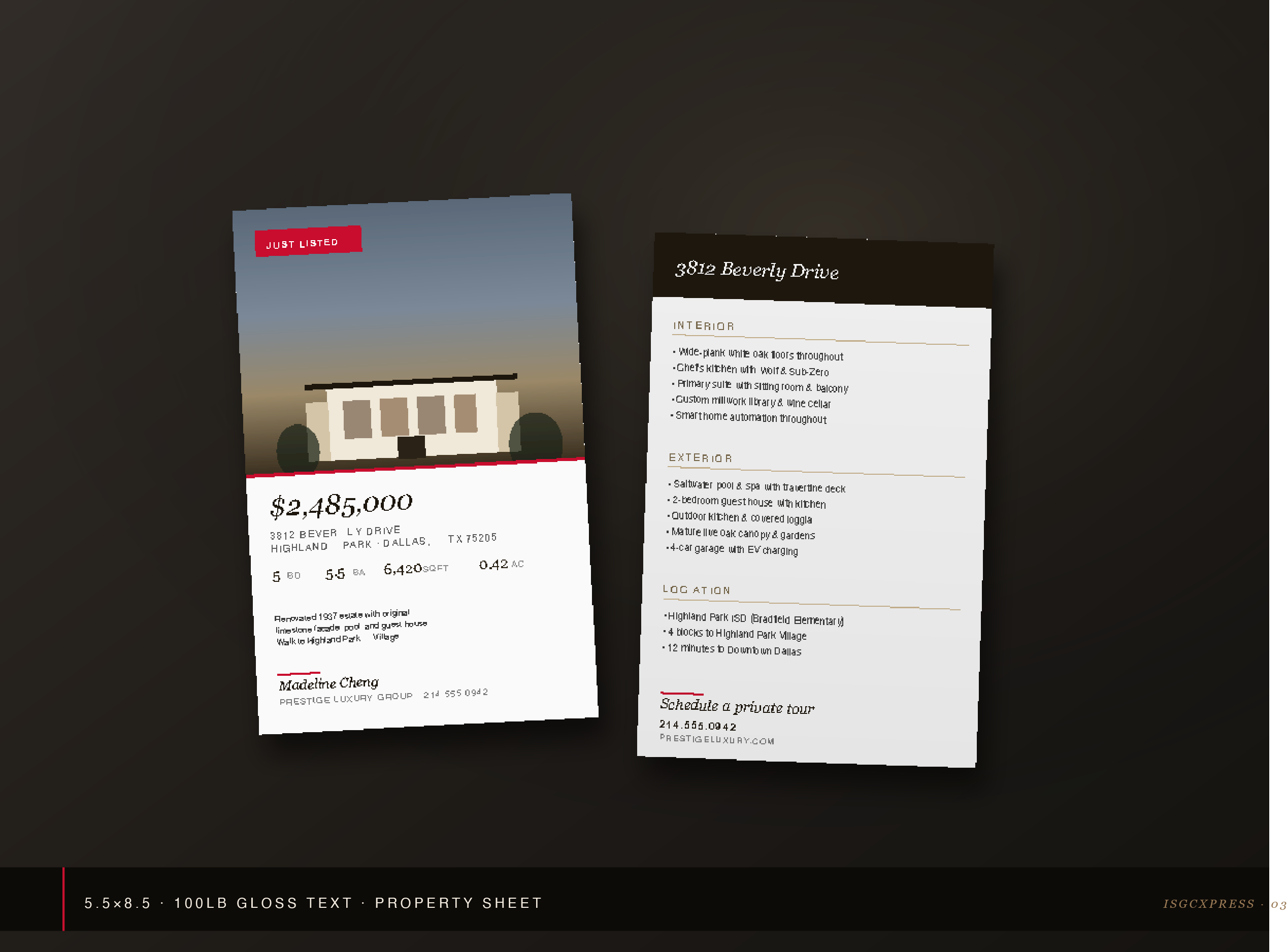 Custom real estate property sheet flyer printed by ISGCxPress