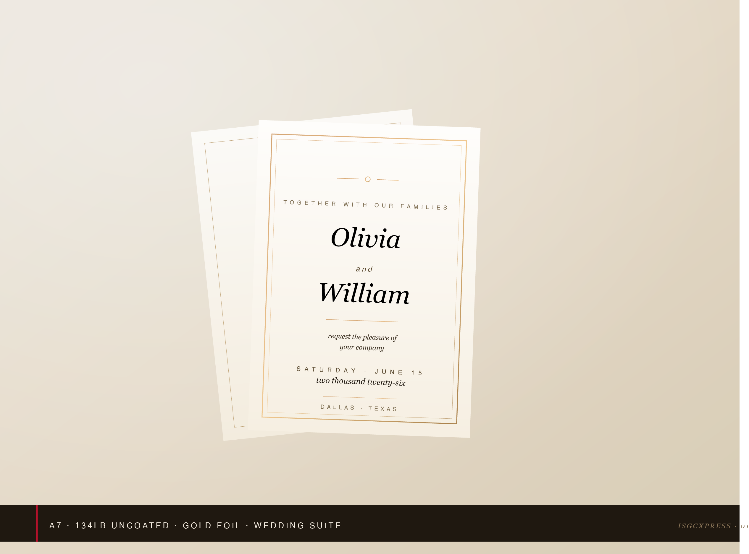 Personalized A7 wedding greeting card with gold foil by ISGCxPress