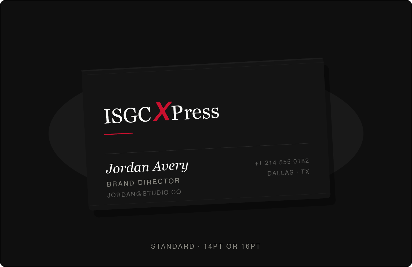 Premium custom business card printed by ISGCxPress in DFW