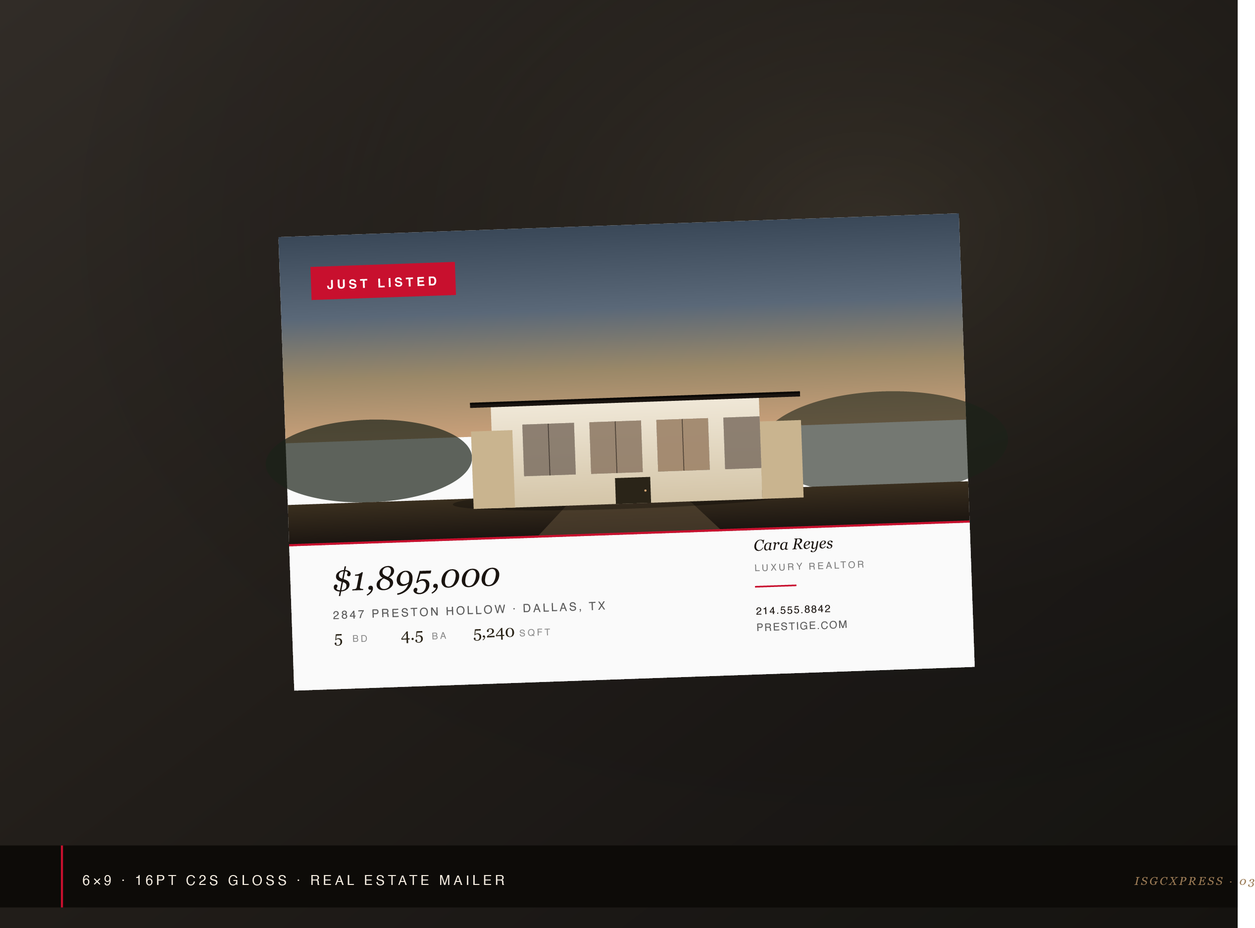 Custom 6x9 real estate mailer postcard printed by ISGCxPress