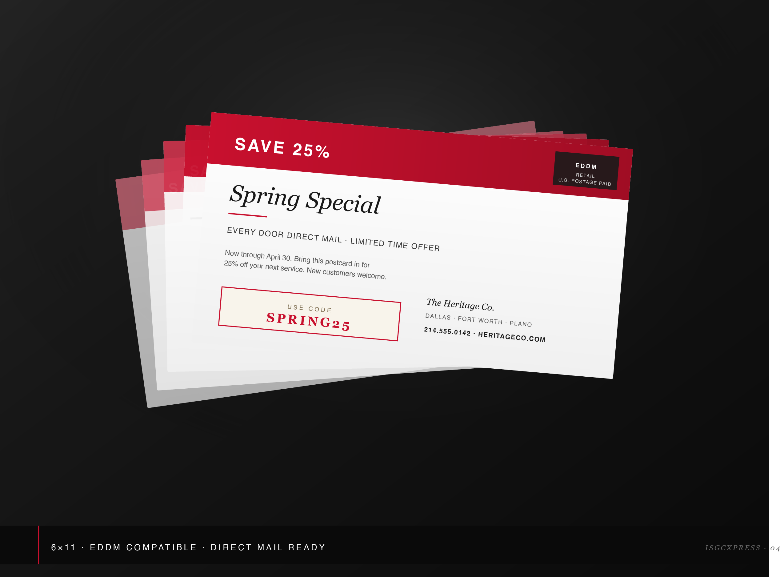 Custom 6x11 EDDM direct mail postcard printed by ISGCxPress