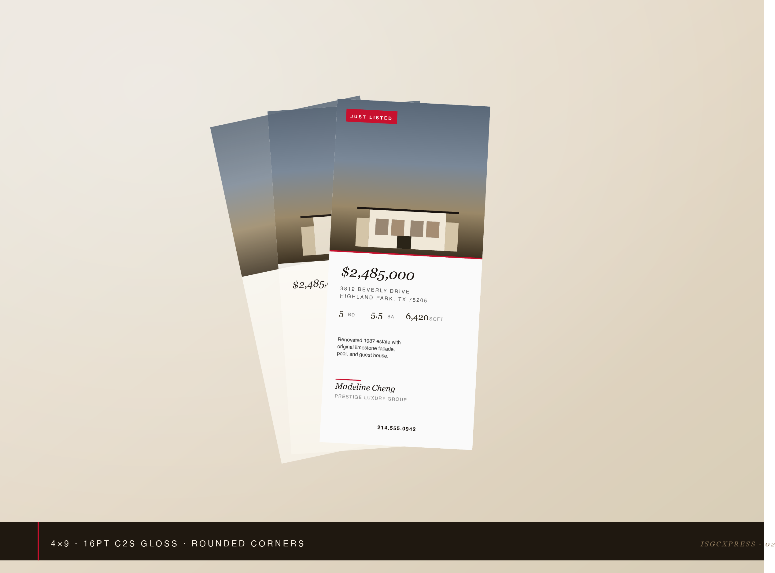 Custom 4x9 real estate rack card with rounded corners by ISGCxPress