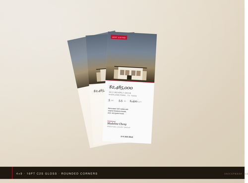 Custom 4x9 real estate rack card with rounded corners by ISGCxPress